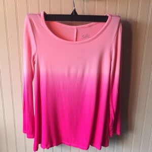 Justice long sleeve‎ shirt pink ombré size 6